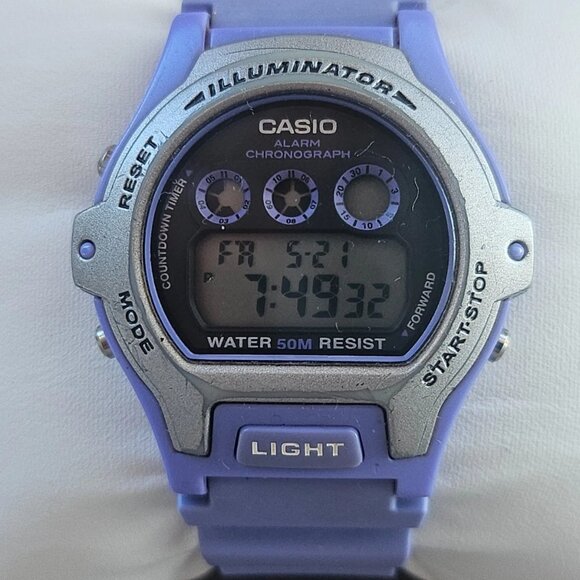 Casio Digital Wristwatch Blue Rubber Strap Multi Functional Illuminator Watch - Picture 2 of 11